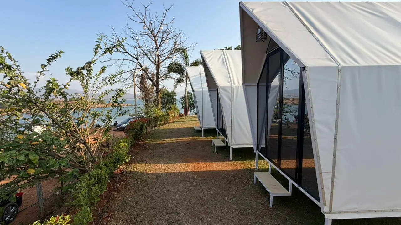 Triangular tent at Chillout Pawana